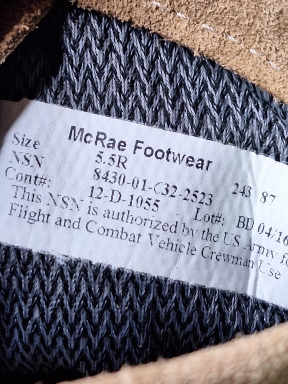 McRae Army Hot Weather Combat Boots, Coyote Brown Men's Sz 5.5 W, - Picture 6 of 13